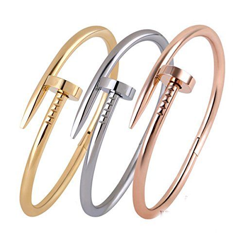 Godyce Nail Bangle Bracelet Cuff Silver,Gold,Rose Gold Colour Jewelry -7.3" | Amazon (US)