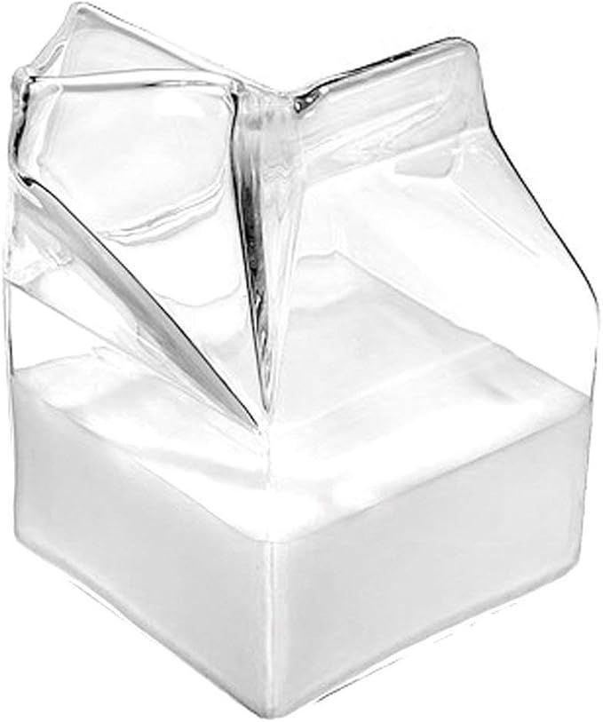 Glass Milk Carton, Clear Milk Carton Cup, Mini Creamer Container - Creamer Pitcher | Amazon (US)