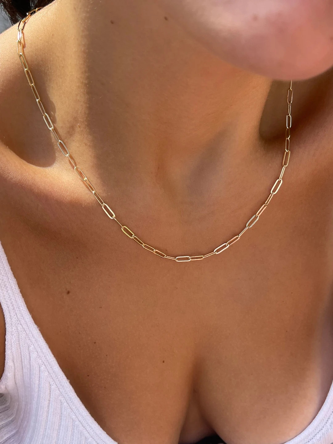 14k Gold Filled Paperclip Necklace, Minimalist Layering Necklace, Link Chain Necklace - Etsy Mexi... | Etsy ROW