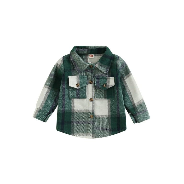 Toddler Baby Boy Flannel Shirts Jacket Plaid Long Sleeve Single-Breasted Shacket Kids Fall Casual... | Walmart (US)