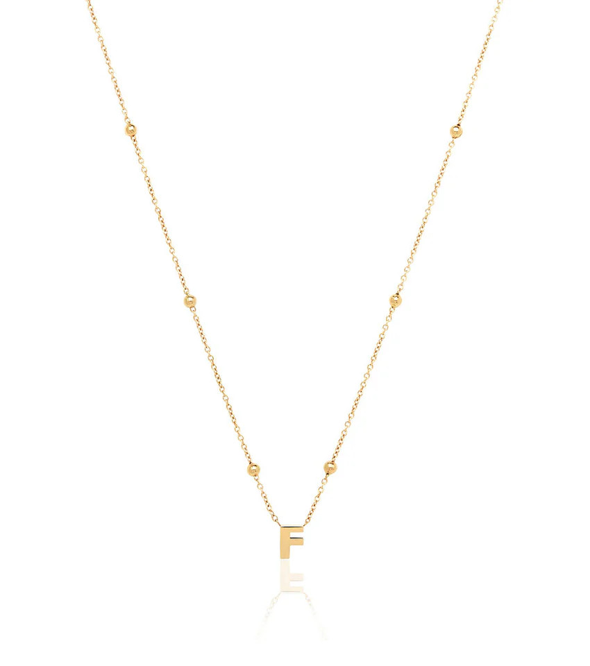 Mini Letter Sphere Chain Necklace (Gold) | Abbott Lyon