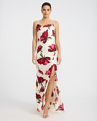 Floral Cowl Neck Sleeveless Maxi Dress | Express