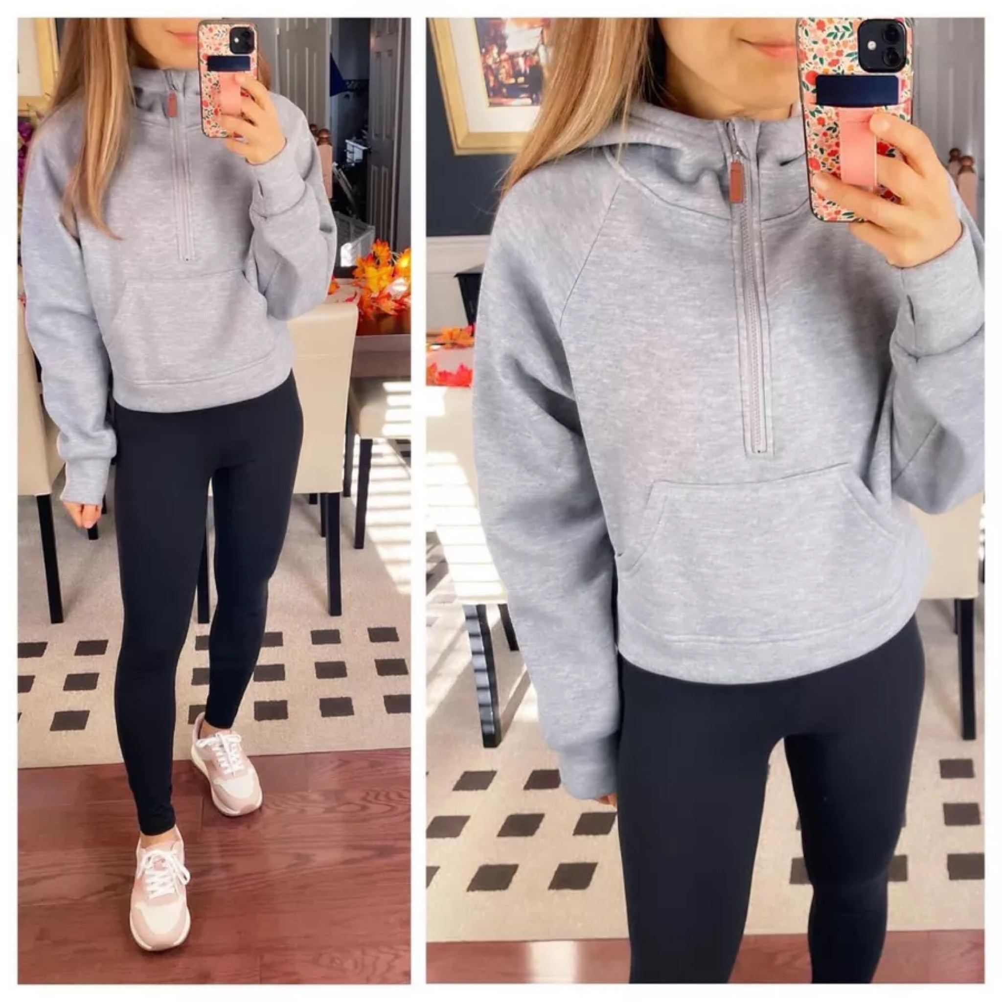 Lululemon Scuba Oversized Half-Zip Sweatshirt Hoodie - Grey/White