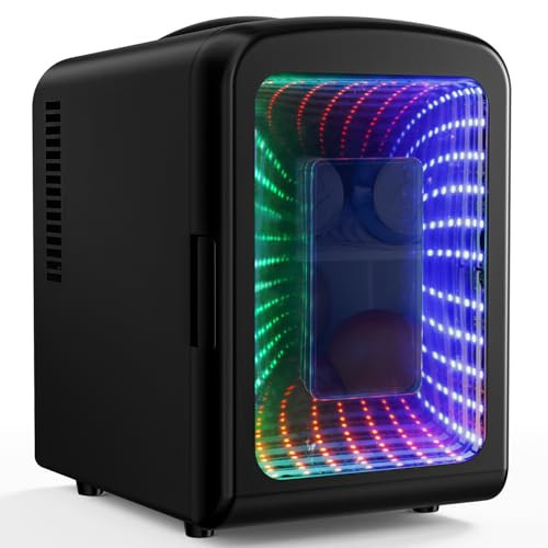 Antarctic Star Mini Compact Refrigerator with Gaming Light, 4L Capacity/6 Cans Portable Mini Fridge, for Bedroom,Car,Office and Dorm, Small Cooler for Cosmetics, Beverage and Food, Black | Amazon (US)