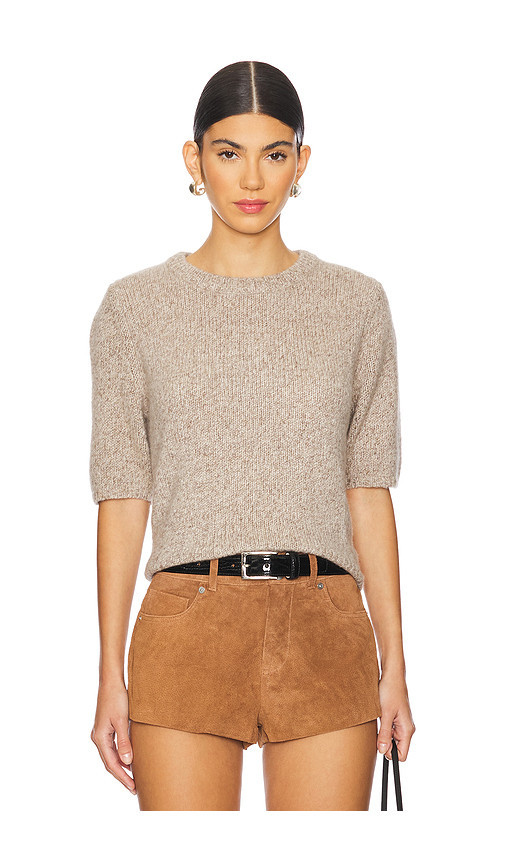 W. Cashmere Brenda Short Sleeve Pullover in Heather Brown. Size L | Revolve Clothing (Global)
