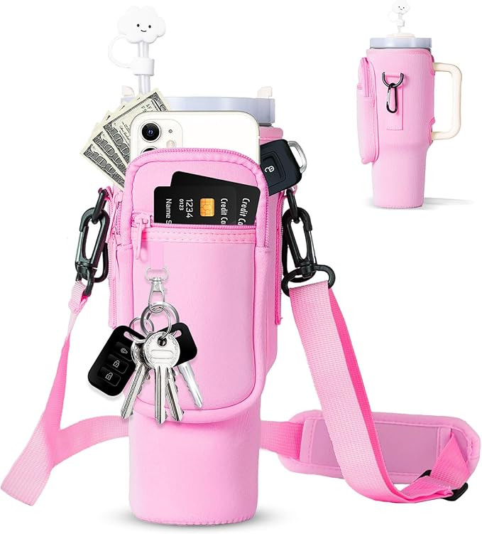 dabria Water Bottle Carrier Bag with Phone Pocket for Stanley 40/30 oz Tumbler Neoprene Water Bot... | Amazon (US)