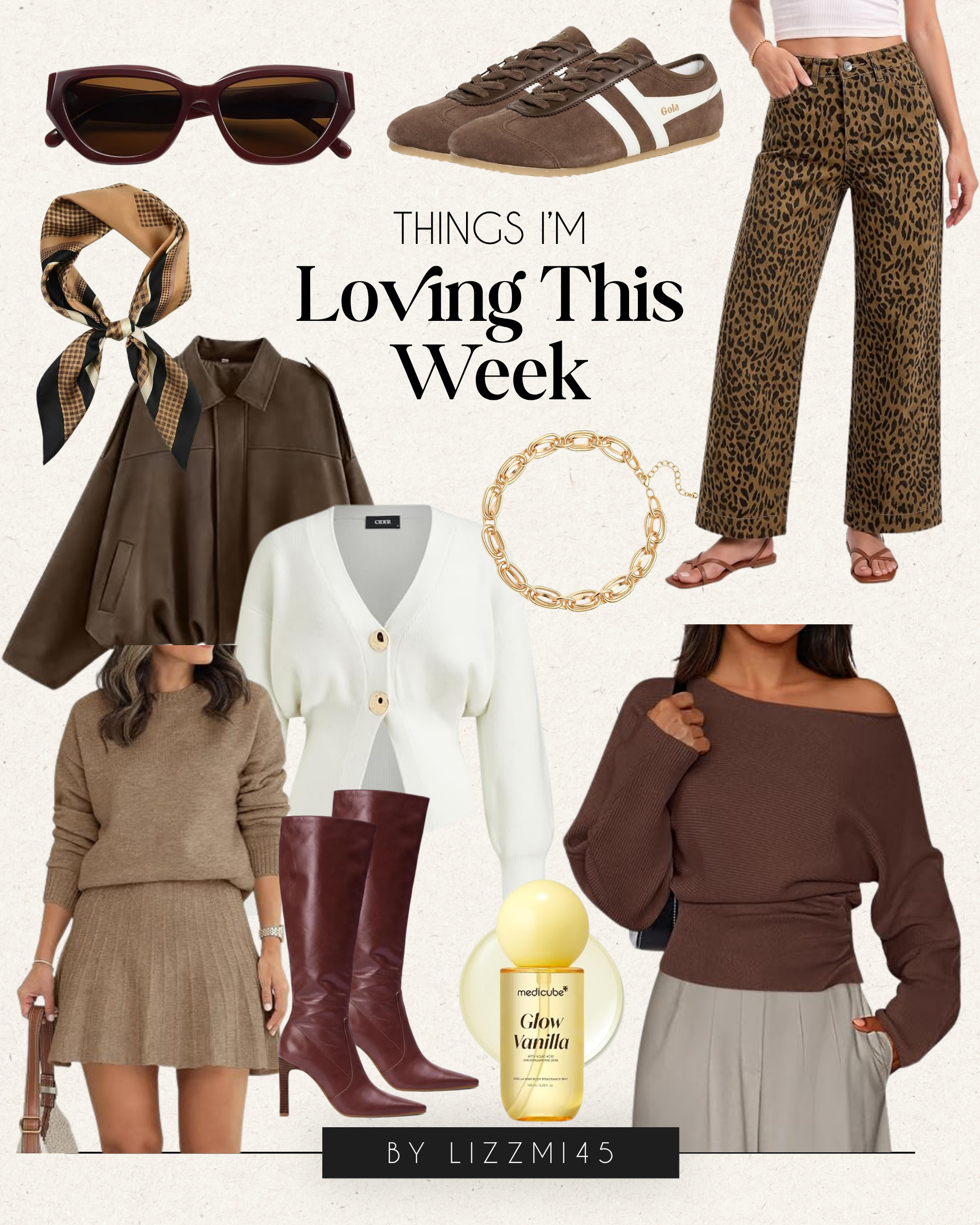 Burgundy sunnies, Gola sneakers, and those leopard wide-leg jeans are on repeat this week, plus a cozy knit set, brown boots, and this off-shoulder sweater I can't stop wearing! 

 #LTKSeasonal #LTKU #LTKTravel