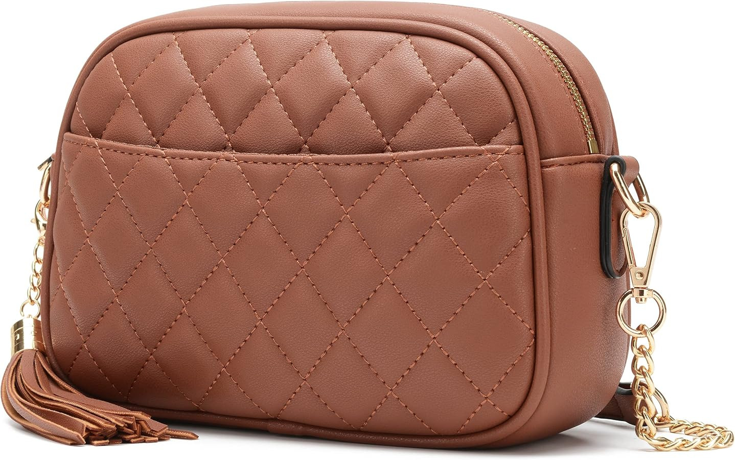 lola mae Quilted Crossbody Bag, Medium Lightweight Shoulder Purse Top Zipper Tassel Accent | Amazon (US)