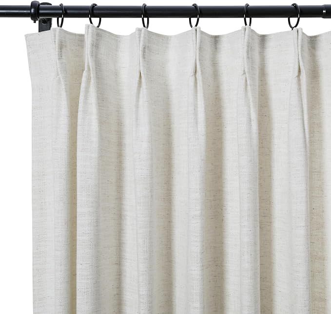 TWOPAGES Ivory White Linen Pinch Pleat Drape for Living Room, Window Treatment Curtain Panel Doub... | Amazon (US)