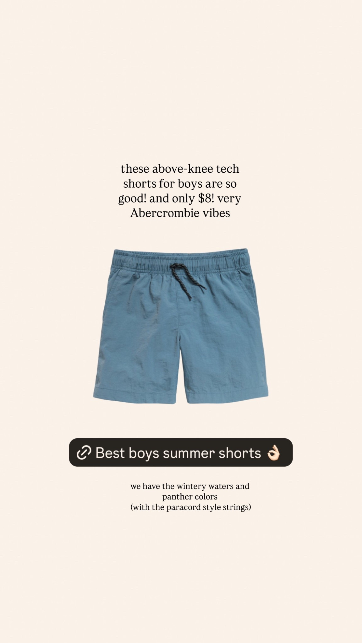Best summer shorts for boys! Abercrombie vibes under $9! Above-knee tech shorts in wintery waters and panther color are 👌🏻🫶🏻

#LTKKids #LTKSaleAlert