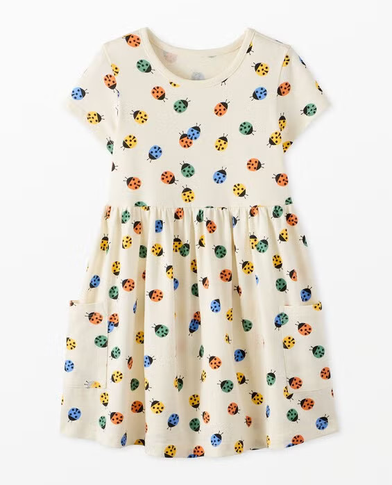 Girls' Ladybugs On Ecru Playground Dress with Pockets in 100% Cotton - Size Big Kids 12 by Hanna Andersson | Hanna Andersson