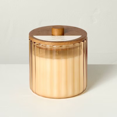2 Wick Glass with Wooden Lid Pampas Jar Candle Tan 12oz - Hearth & Hand™ with Magnolia | Target