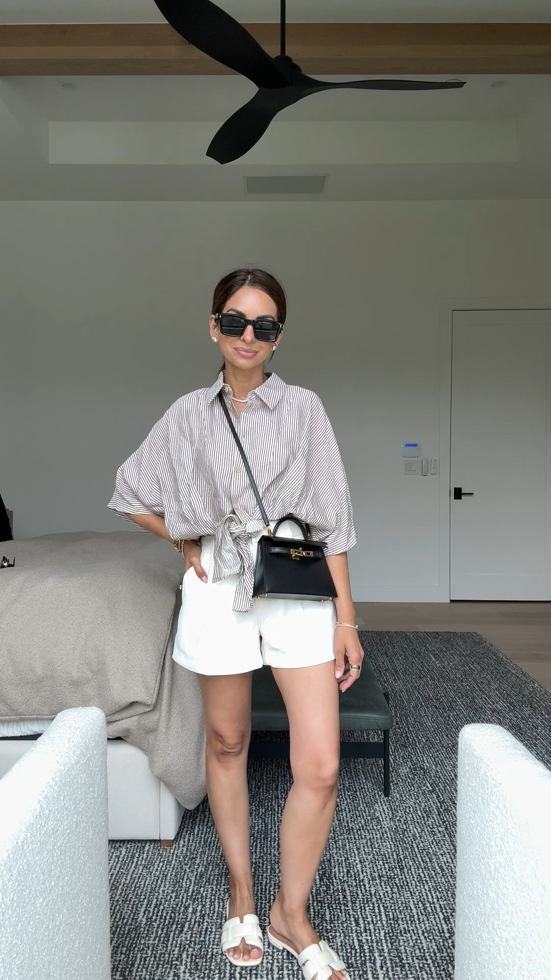 Easy chic summer look and would be great for a daytime vacation in the city type of look (Europe, etc!) wearing an xs top and size 0 in my favorite trouser shorts!

#LTKPetite #LTKmomlife #LTKootd