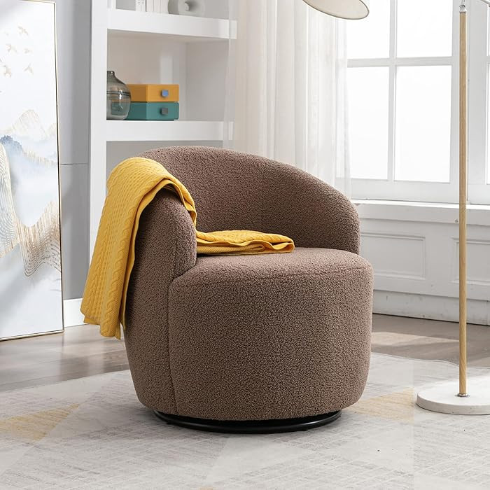 FOXHUNTER Swivel Barrel Chair, 360° Small Single Sofa Armchair Comfy Round Sofa Chair, Boucle Ch... | Amazon (US)