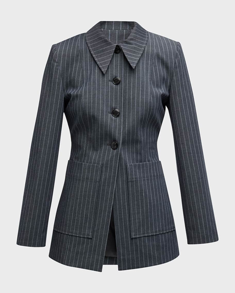Ganni Pinstripe Single-Breasted Blazer | Neiman Marcus