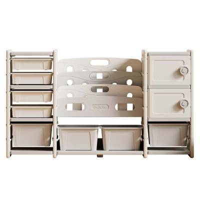 FONTOI Kids Toy Storage Organizer with 8 Removable Toy Bins, 4-Tier Multi-functional Storage Cabinet for Playroom, Grey&Ivory, 12.6"*36.22"*62.99" | Target