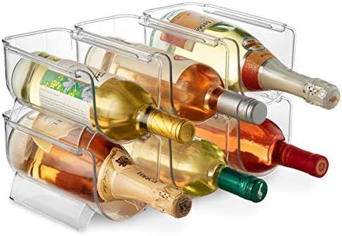 Set Of 6 Wine and Water Bottle Organizer, Stackable Plastic Wine Rack Holder for Pantry, Kitchen,... | Amazon (US)