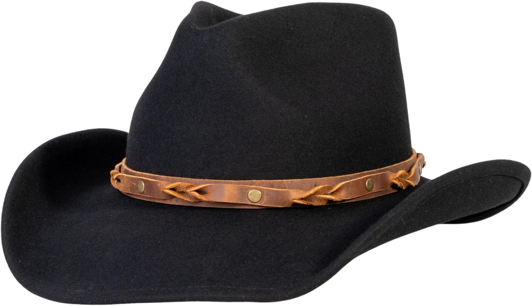 MIX BROWN Western Cowboy Hat for Men & Women 100% Wool Wide Brim Cowgirl Hats Outback Panama Ranc... | Amazon (US)