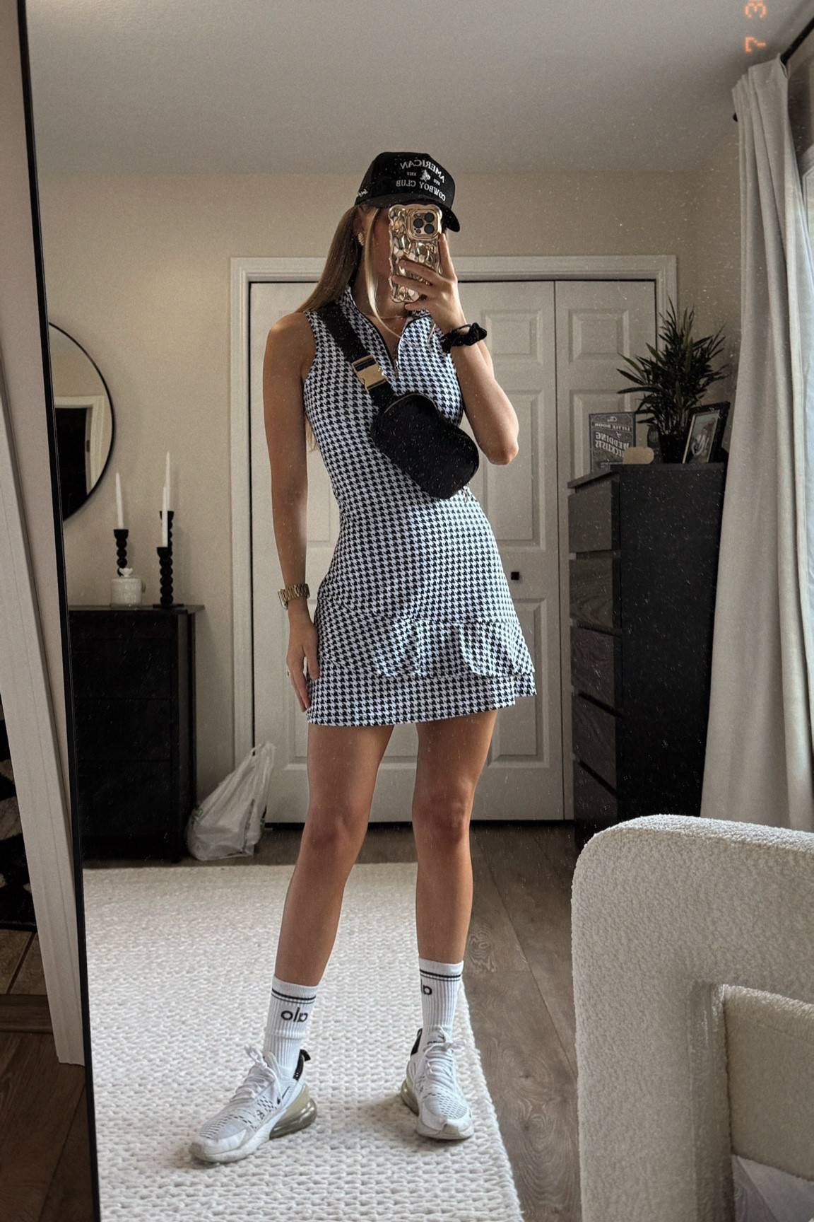 GOLF FIT 🖤 | Amazon golf / tennis dress & comes with matching shorts size: XS, Amazon - Citrusy belt bag + soon to come trucker hat (-; Alo socks & Nike tennis shoes 

#LTKFindsUnder50 #LTKActive #LTKStyleTip