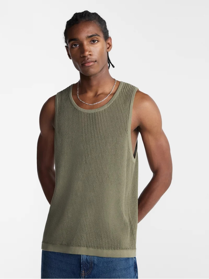 No Boundaries Mesh Stitch Sweater Tank Top, Men's and Big Men's XS-3XL | Walmart (US)