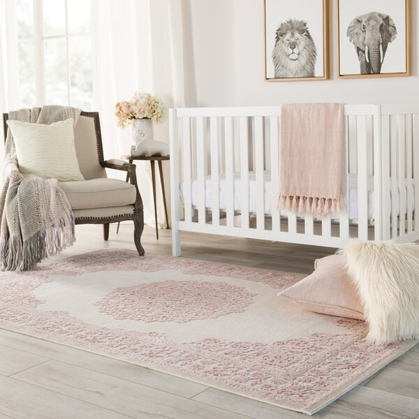 Copper Grove Pascal Medallion Pink/ White Area Rug - 5' x 7'6" | Bed Bath & Beyond