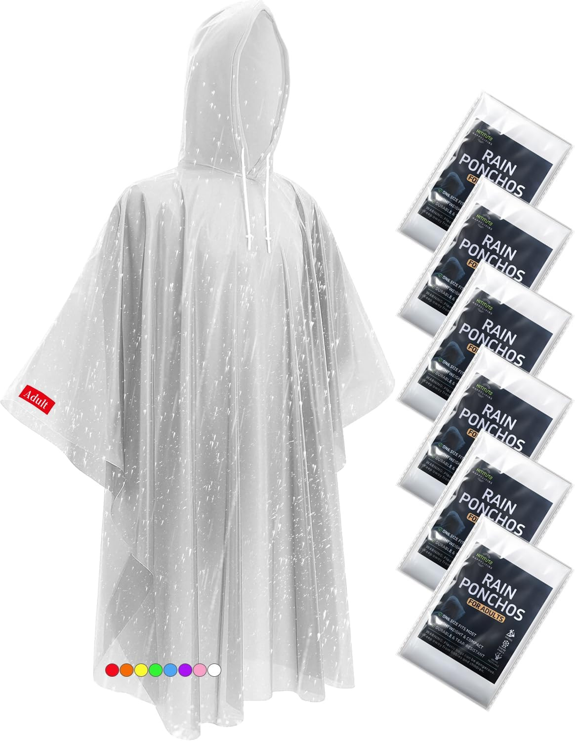 Rain Ponchos for Adults - Extra Long Emergency Poncho with Hood, 6/12/24 Family Pack Raincoat, Home Survival Kits | Amazon (US)