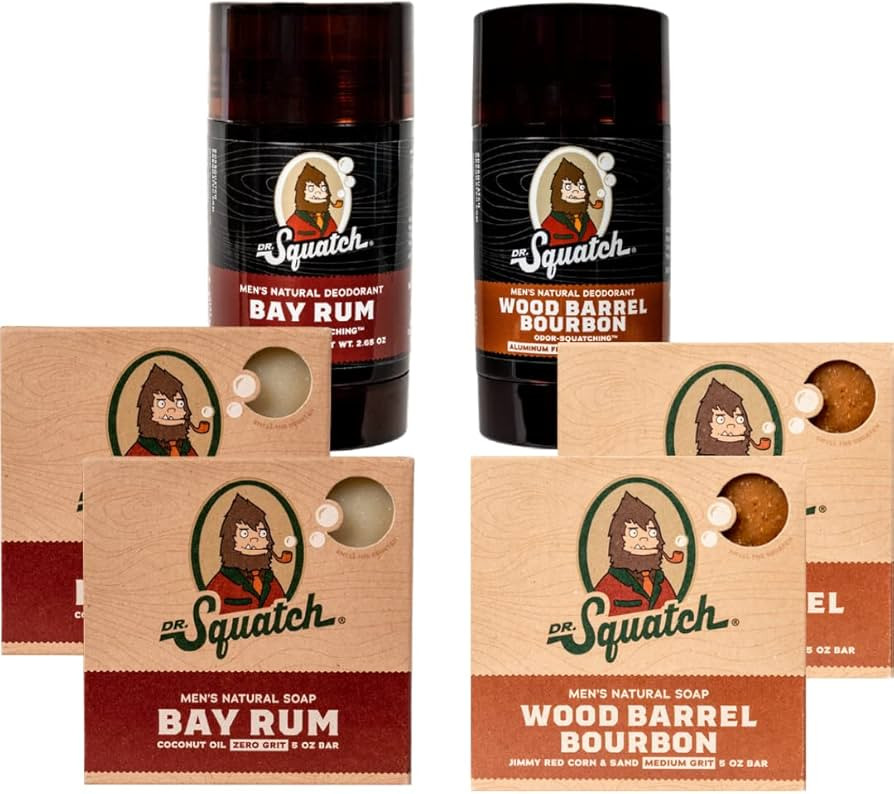 Dr. Squatch Manly Soap and Deodorant Variety Pack - Handmade with Organic Oils, Aluminum-Free - W... | Amazon (US)