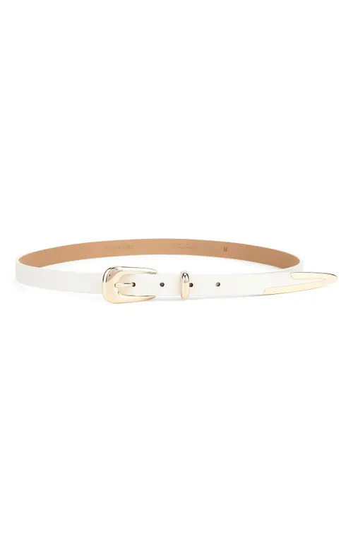 Ettika Liquid Metal Western Buckle Belt in Vanilla at Nordstrom, Size Large | Nordstrom