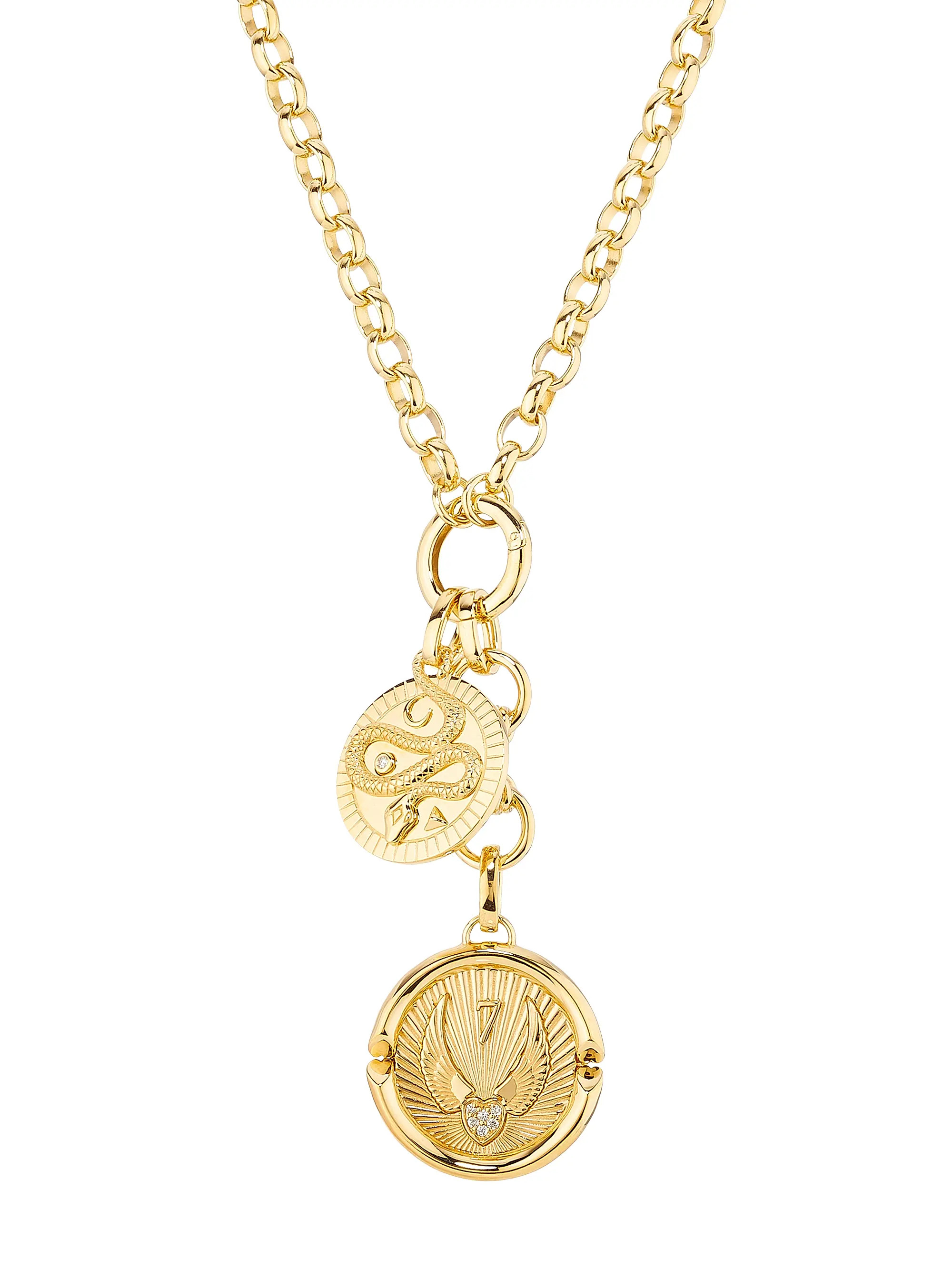 Beloved, With Wings We Fly & Wholeness 18K Yellow Gold & 0.07 TCW Diamond Medallion Necklace | Saks Fifth Avenue