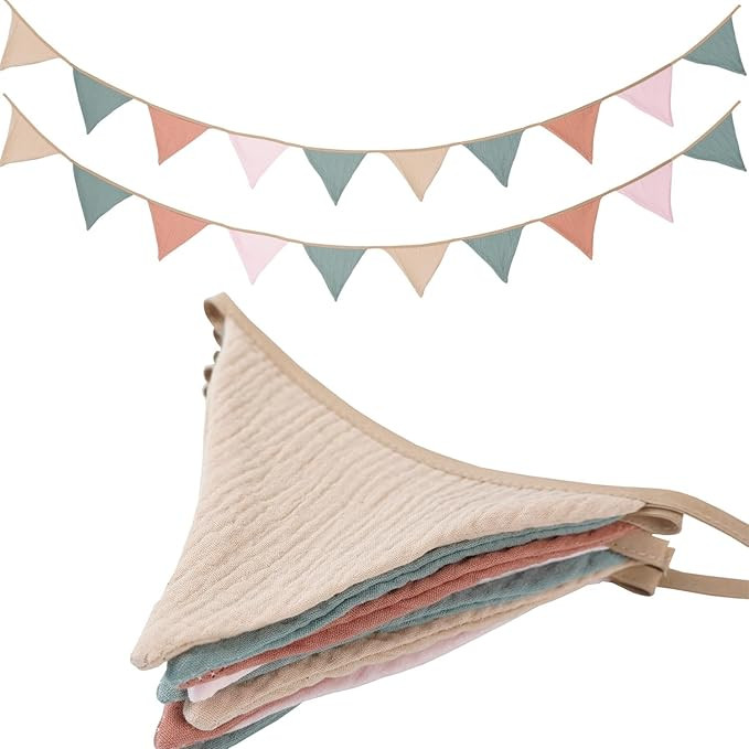 19.6ft Pennant Banner Bunting Flags Multicolor, Garland Triangle Banners Fabric for Boho Baby Sho... | Amazon (US)