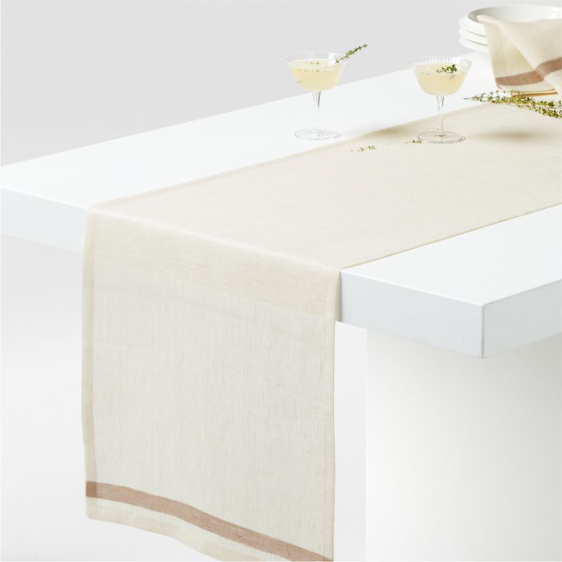 Insieme 90" Striped Linen Table Runner by Athena Calderone + Reviews | Crate & Barrel | Crate & Barrel