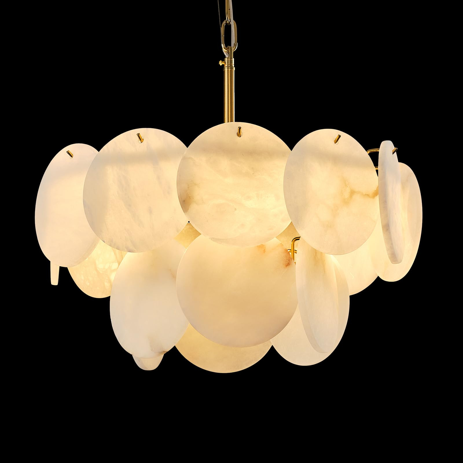 Alabaster Round Chandelier, 18.1" Natural Spanish Marble Stone Texture Chandeliers, 4-Light Dimma... | Amazon (US)