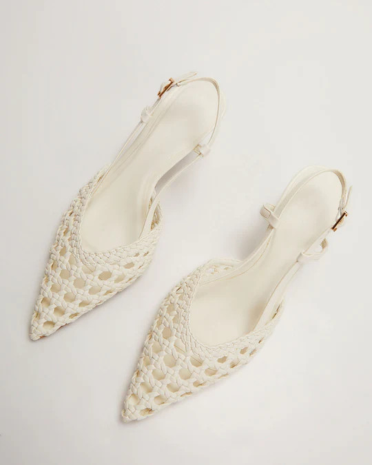 Mira Woven Pointed Toe Slingback Pumps | VICI