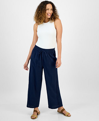 Style & Co Petite Eyelet-Trim Wide-Leg Pants, Exclusively at Macy's - Macy's | Macy's