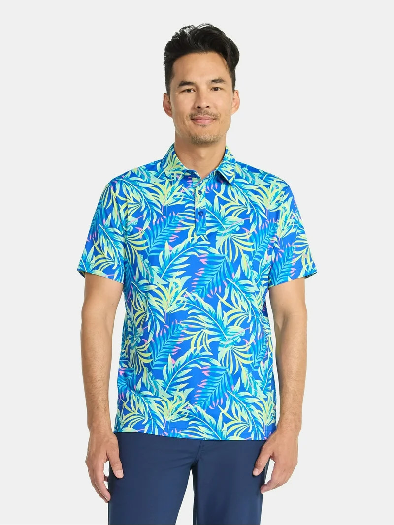 Birdie Bound Men's Jungle Glow Print Polo Shirt, Sizes S-3XL | Walmart (US)