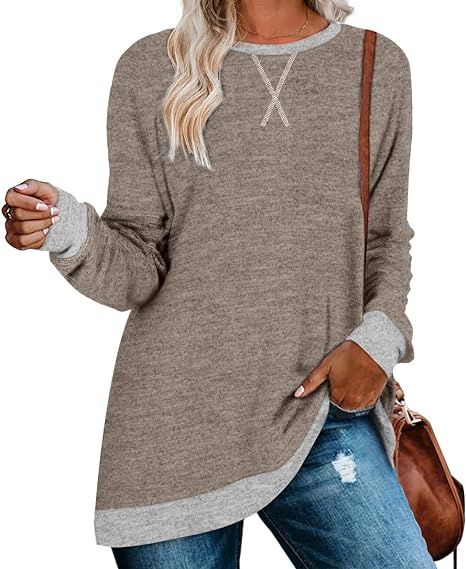 Aokosor Womens Sweaters Lightweight Long Sleeve Shirts Soft Warm Sweatshirt Split Side Tunic Tops... | Amazon (US)