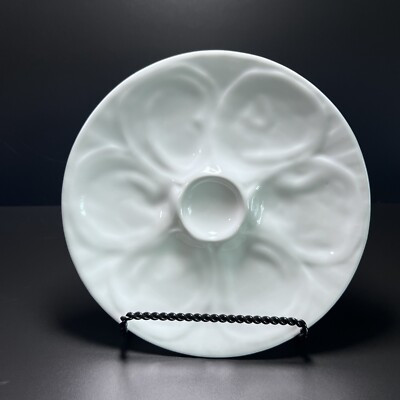 Vintage French Oyster Plate 6 Wells with Center Condiment Well White 9" | eBay US