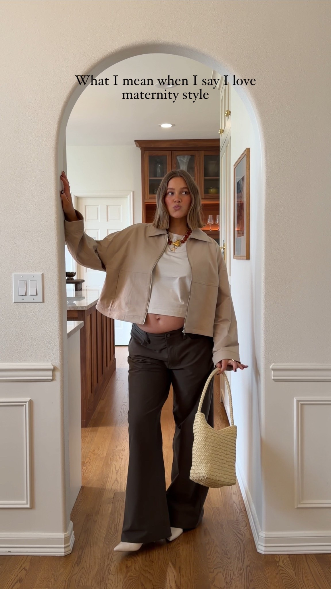 Size 10 in all lululemon tops, size 32 in EasyFive Pant (soft denim) low rise I went up 2 from my typical size for pregnancy. Love the fit they are slouchy and soft and so comfy!! 31” inseam. Tan jacket size L (sold out linked similar)