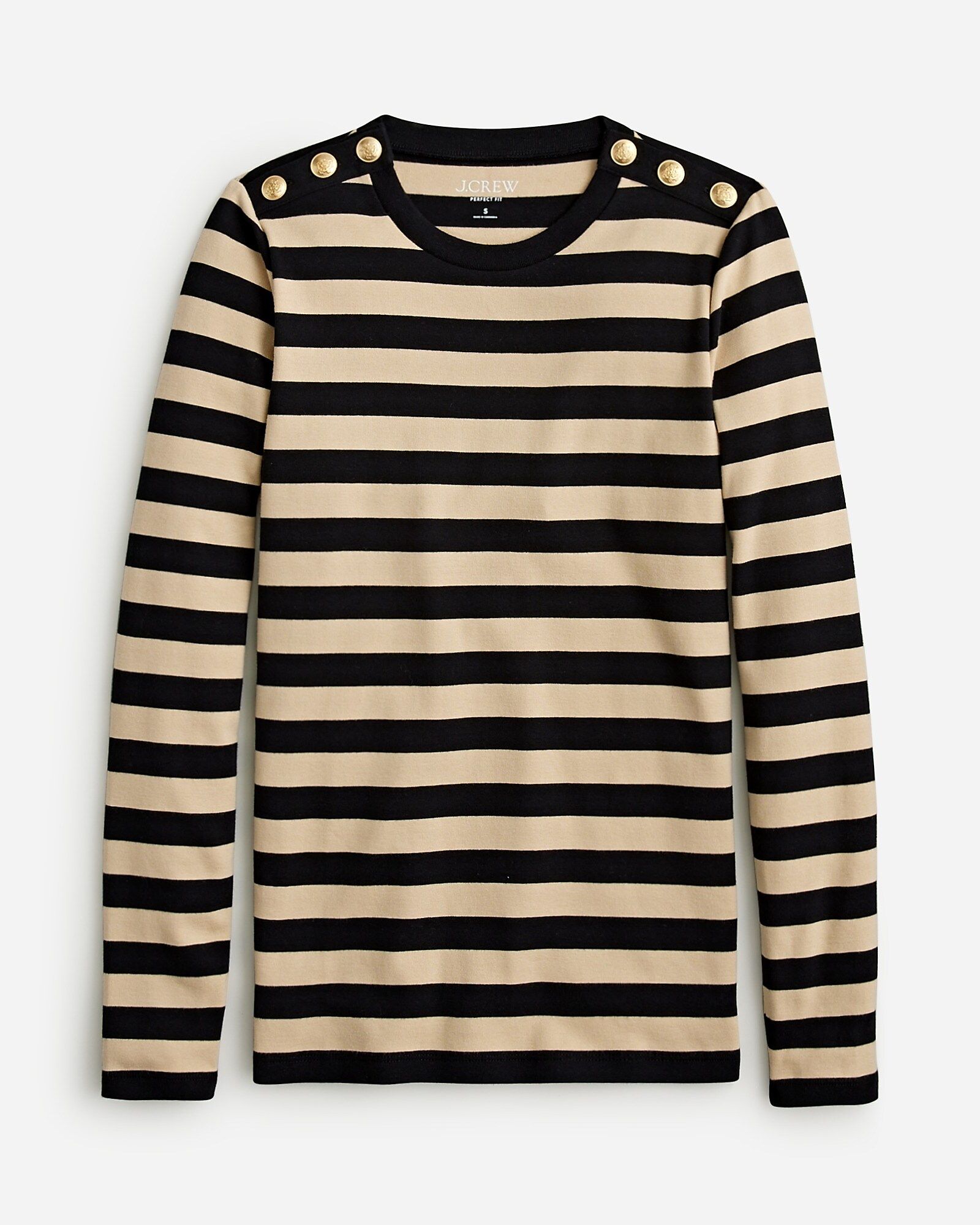 Perfect-fit long-sleeve crewneck T-shirt with buttons | J.Crew US
