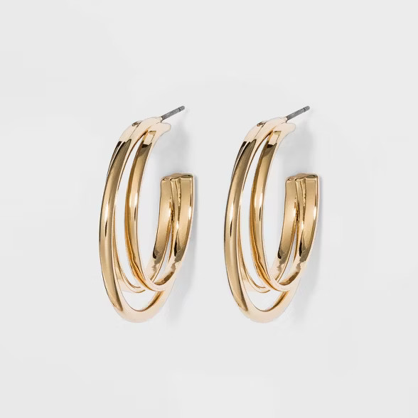 Metal Double Hoop Earrings - A New Day™ Gold | Target