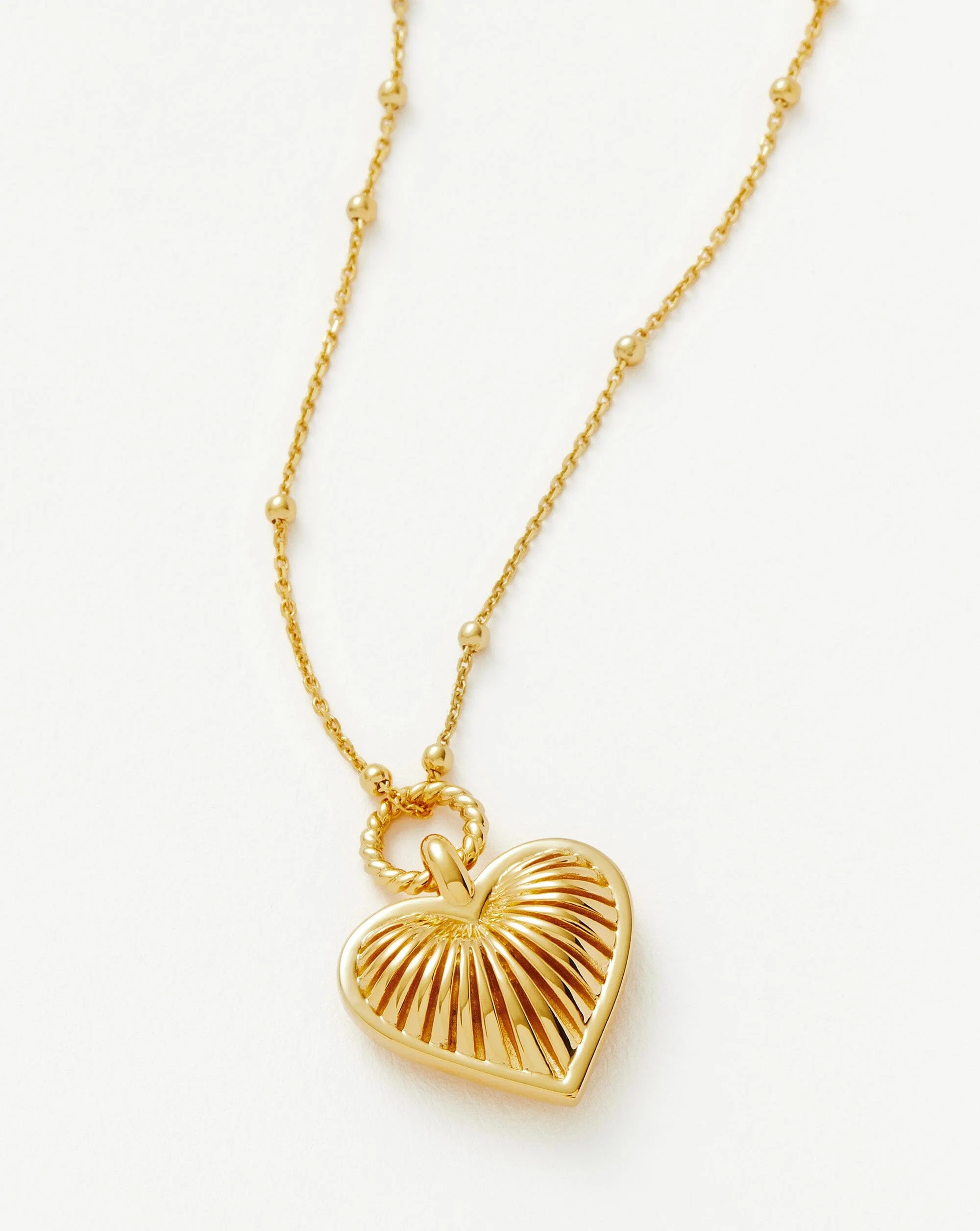 Ridge Heart Charm Necklace | 18k Gold Plated | Barbiecore | Missoma US