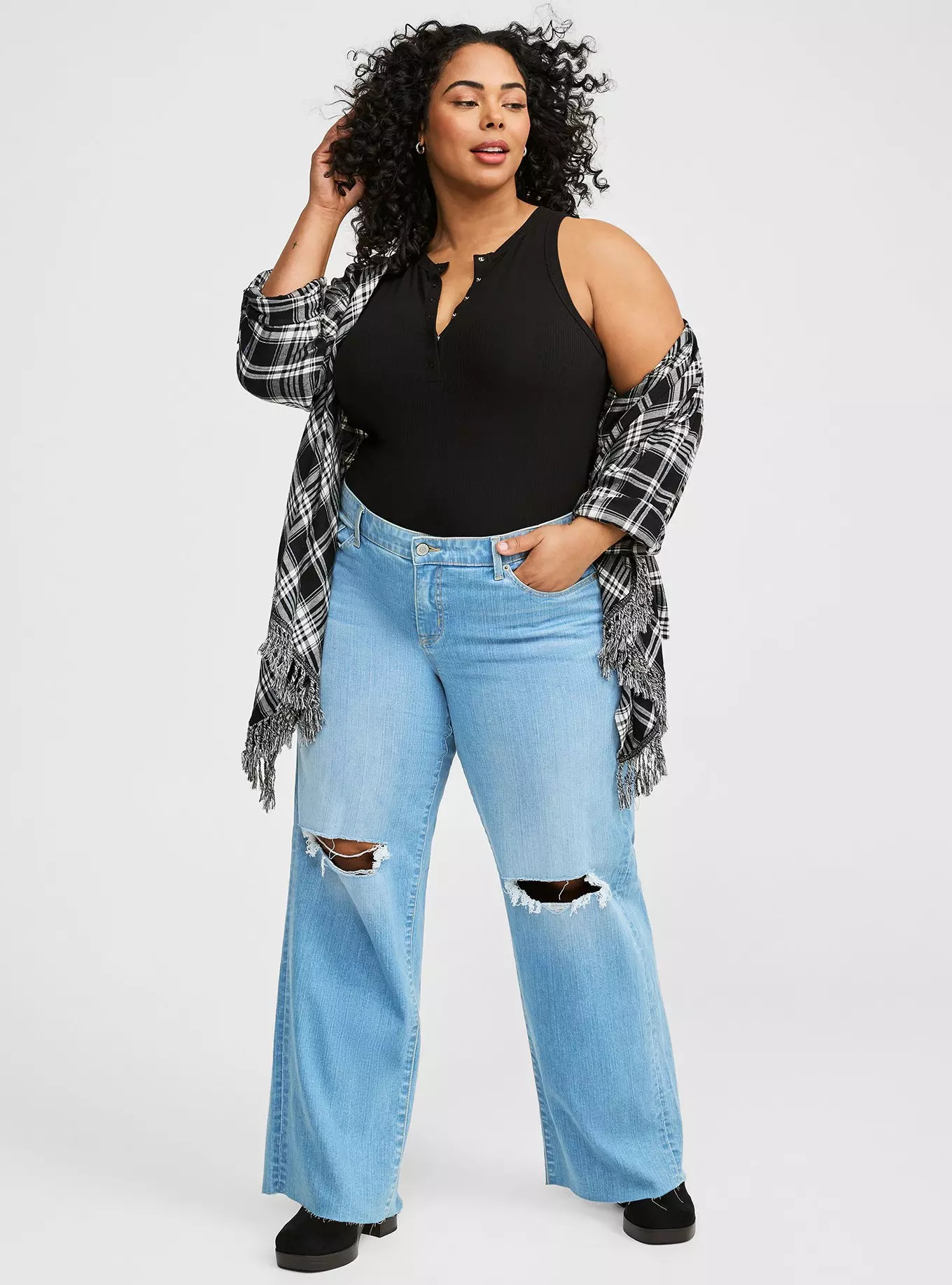 Super Soft Rib Snap Front High Neck Tank | Torrid (US & Canada)