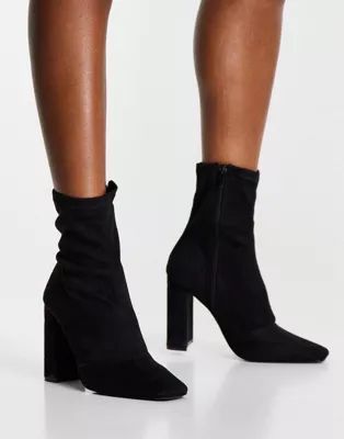 ASOS DESIGN Effect block heel sock boots in black | ASOS | ASOS (Global)