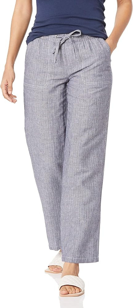 Amazon Essentials Women's Pull On Linen Blend Drawstring Relaxed Fit Wide Leg Pant | Amazon (US)