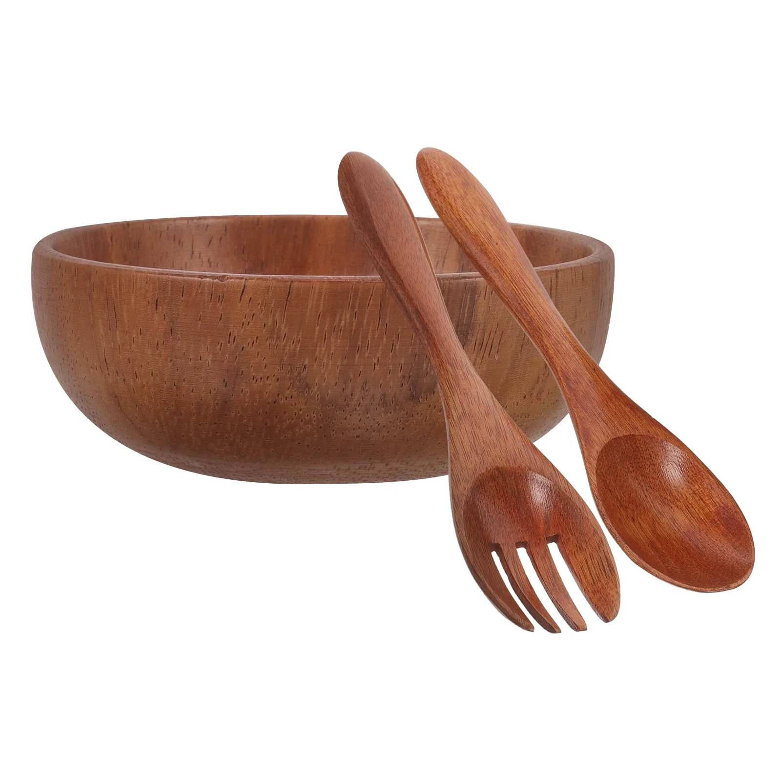 ATRISS 1 Set Wooden Salad Bowl Salad Serving Container Salad Tableware Food Bowl with Spoon and F... | Walmart (US)