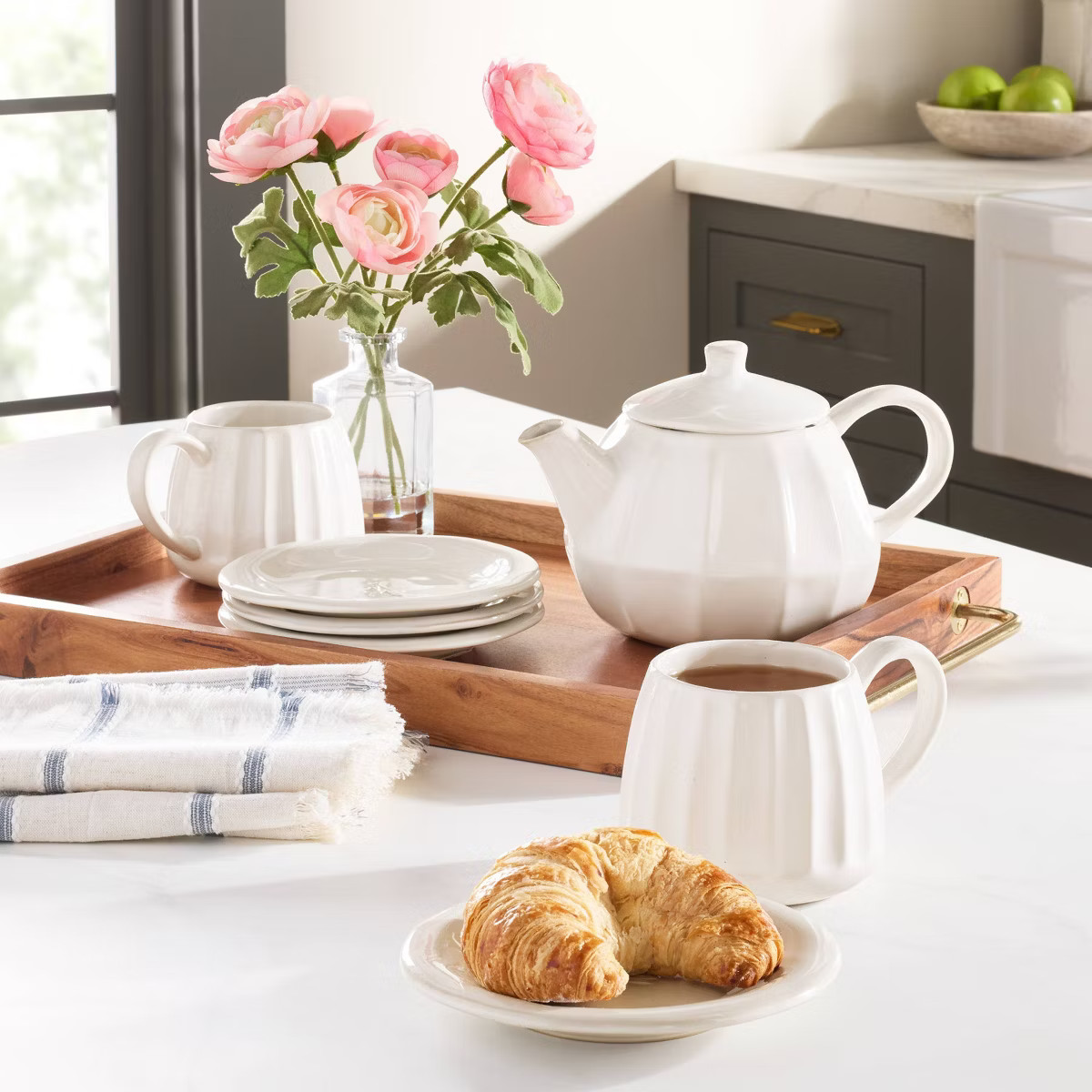 10" Small Ranunculus Artificial Flower Arrangement - Hearth & Hand™ with Magnolia | Target