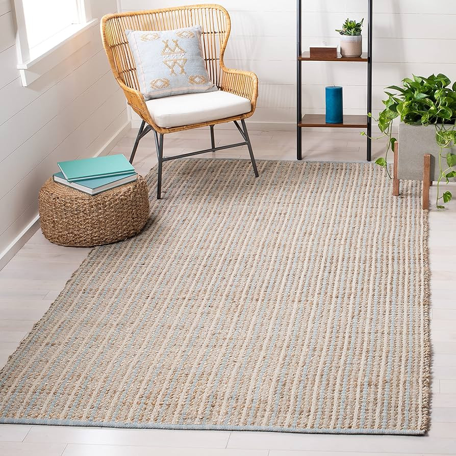 SAFAVIEH Cape Cod Collection X-Large Area Rug - 11' x 15', Natural, Handmade Flat Weave Stripe Ju... | Amazon (US)