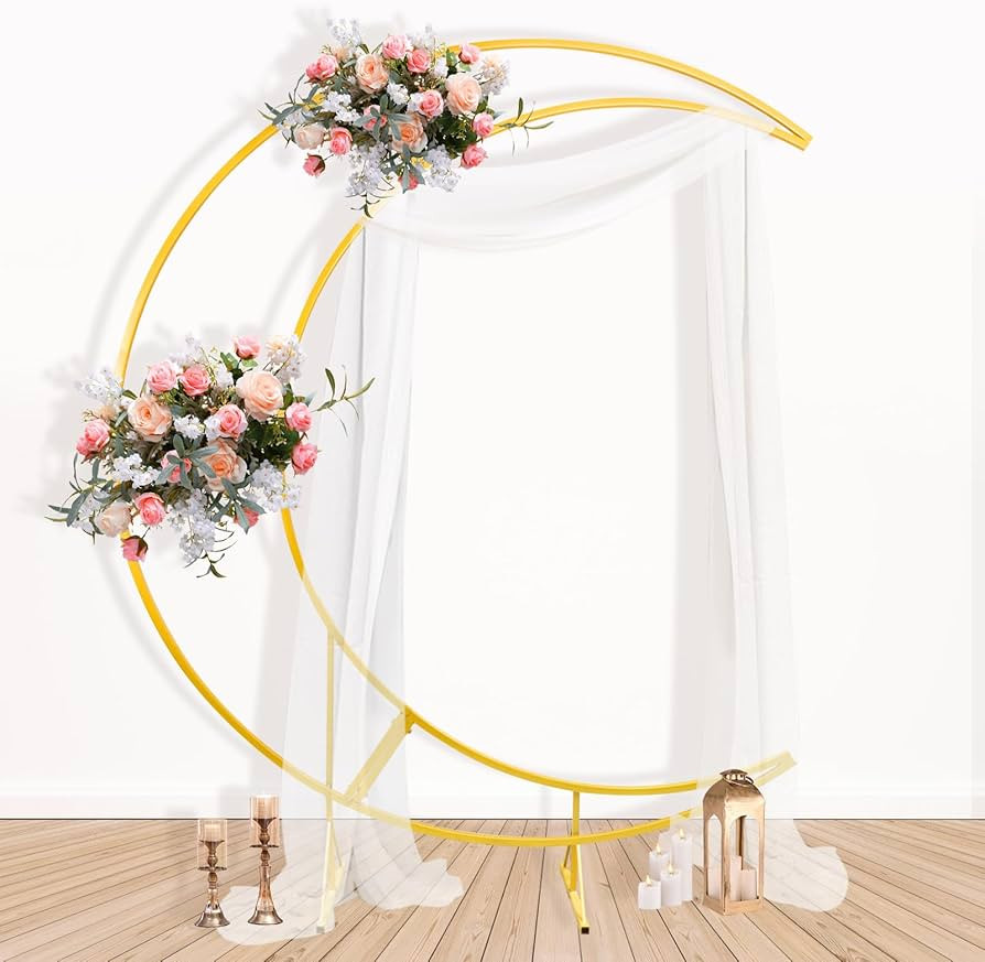 Teabelle Crescent Moon Wedding Arch Gold Backdrop Stand, 7.3ft Metal Garden Arbor, Floral and Bal... | Amazon (US)