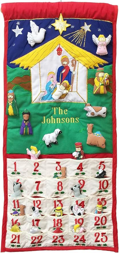 Pockets of Learning Personalized Traditional Nativity Advent Calendar, Holiday Décor, Crèche Ma... | Amazon (US)