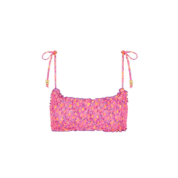 Shirred Crop Tie Bikini Top - Gelato Bloom | Kulani Kinis US